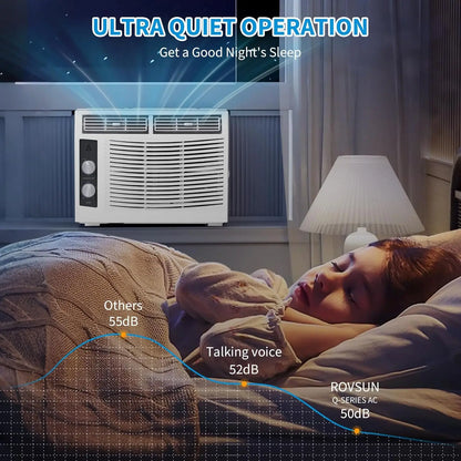 5000 BTU Window AC Unit with Remote - Cools Rooms 150 Sq.Ft, Low-Noise & Energy Saver Air Conditioner for Bedroom, Office, Dorm