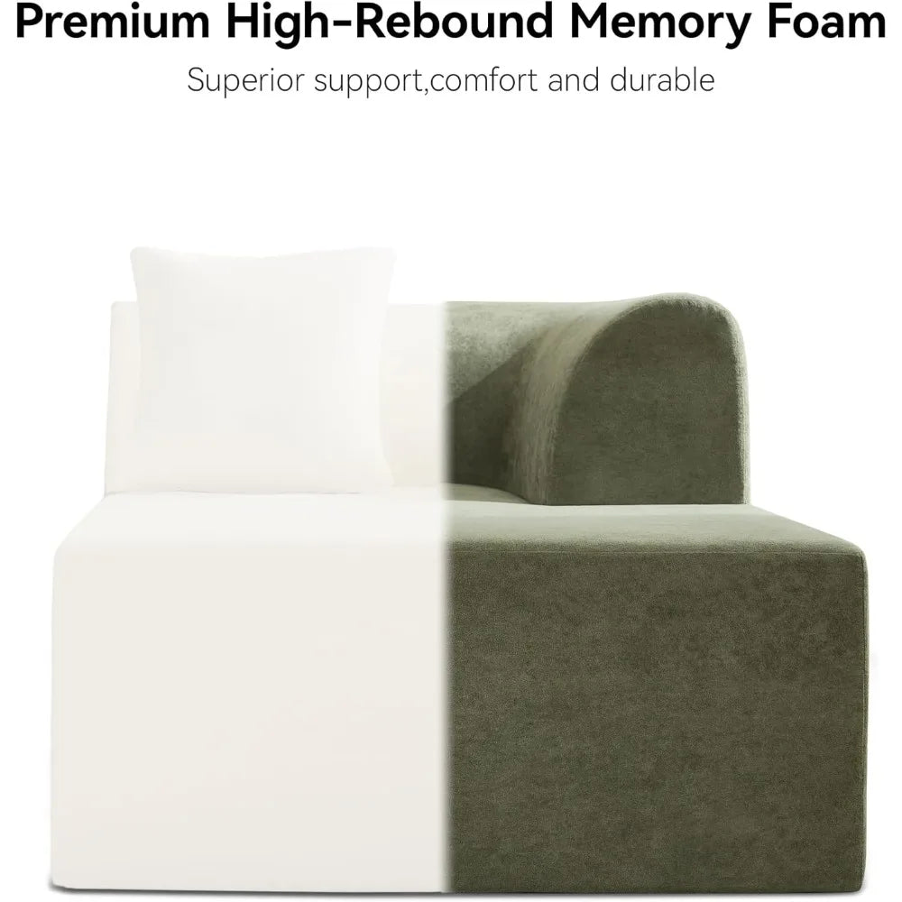 140''Oversized Curved Sectional, Boneless Couch with L-Shape Chaise