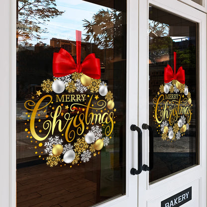 Merry Christmas Bow & Snowflake Window Sticker