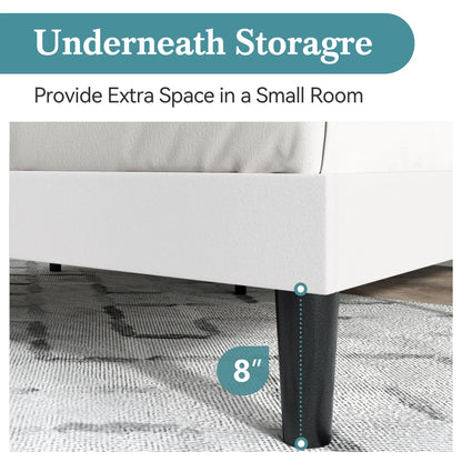 HOOMIC Velvet Upholstered Bed Frame, Vertical Channel Tufted Wingback Headboard, Wooden Slats Support Allewie