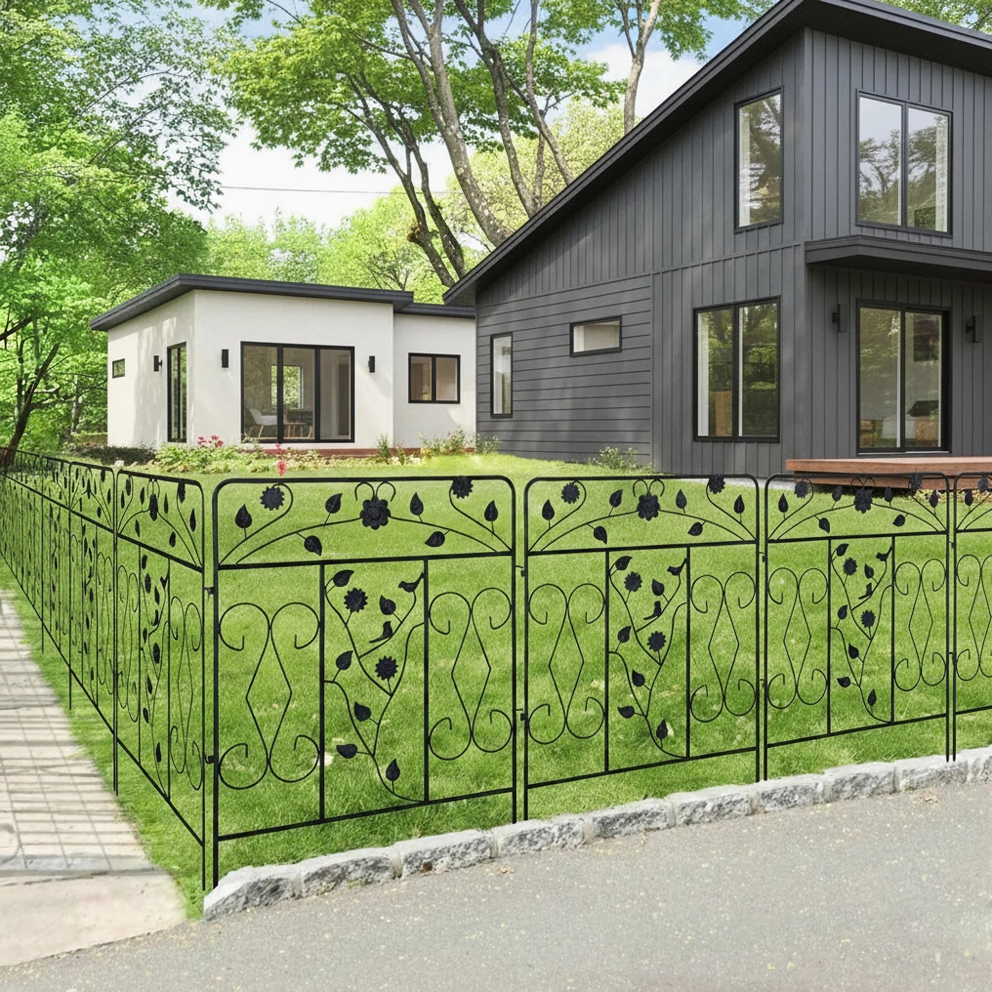 Decorative Metal Garden Fence 5 Panels 60x80cm No Dig Animal Barrier Fencing Rustproof Wire Border Temporary Dog  Fence Patio