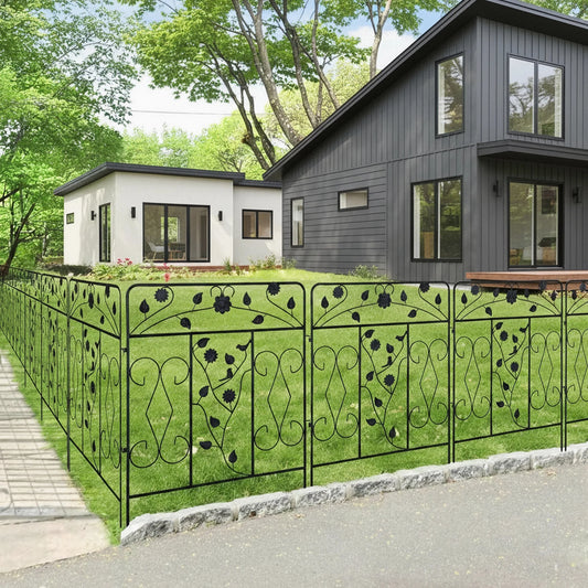 Decorative Metal Garden Fence 5 Panels 60x80cm No Dig Animal Barrier Fencing Rustproof Wire Border Temporary Dog  Fence Patio