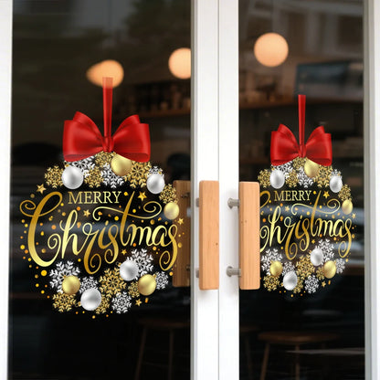 Merry Christmas Bow & Snowflake Window Sticker