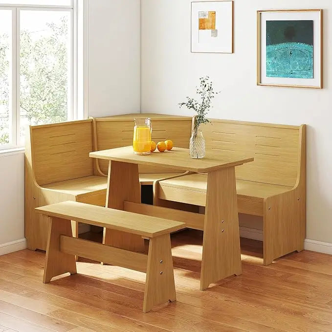 Nook Corner Dining Table with Bench Chair Set