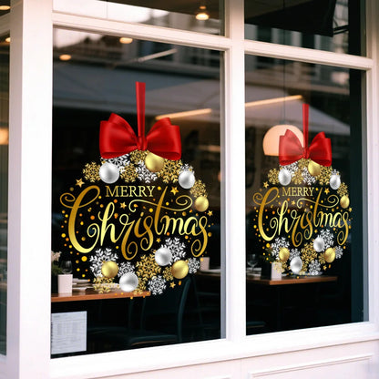 Merry Christmas Bow & Snowflake Window Sticker