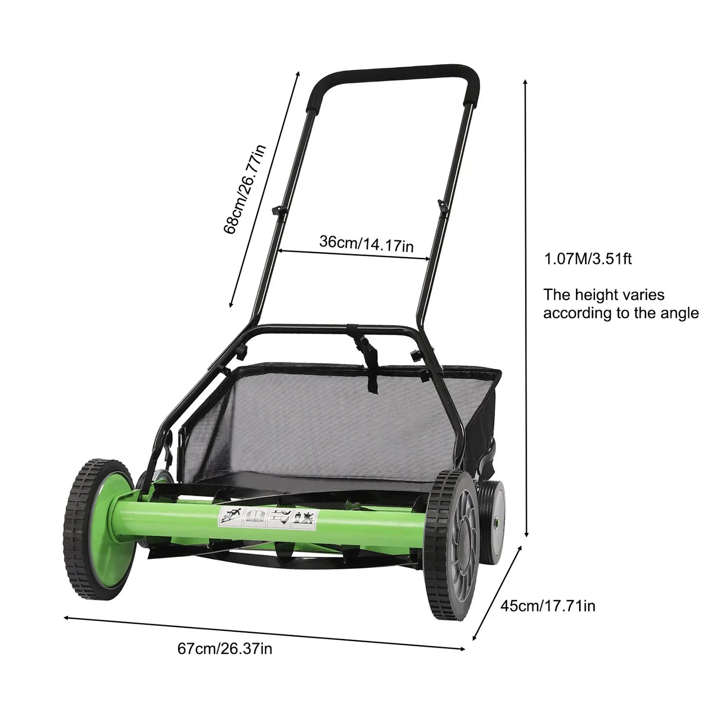 Walk-Behind Lawn Mower with 65 Manganese Steel Blades