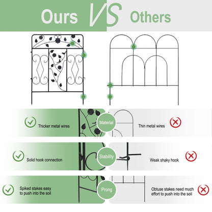 Decorative Metal Garden Fence 5 Panels 60x80cm No Dig Animal Barrier Fencing Rustproof Wire Border Temporary Dog  Fence Patio