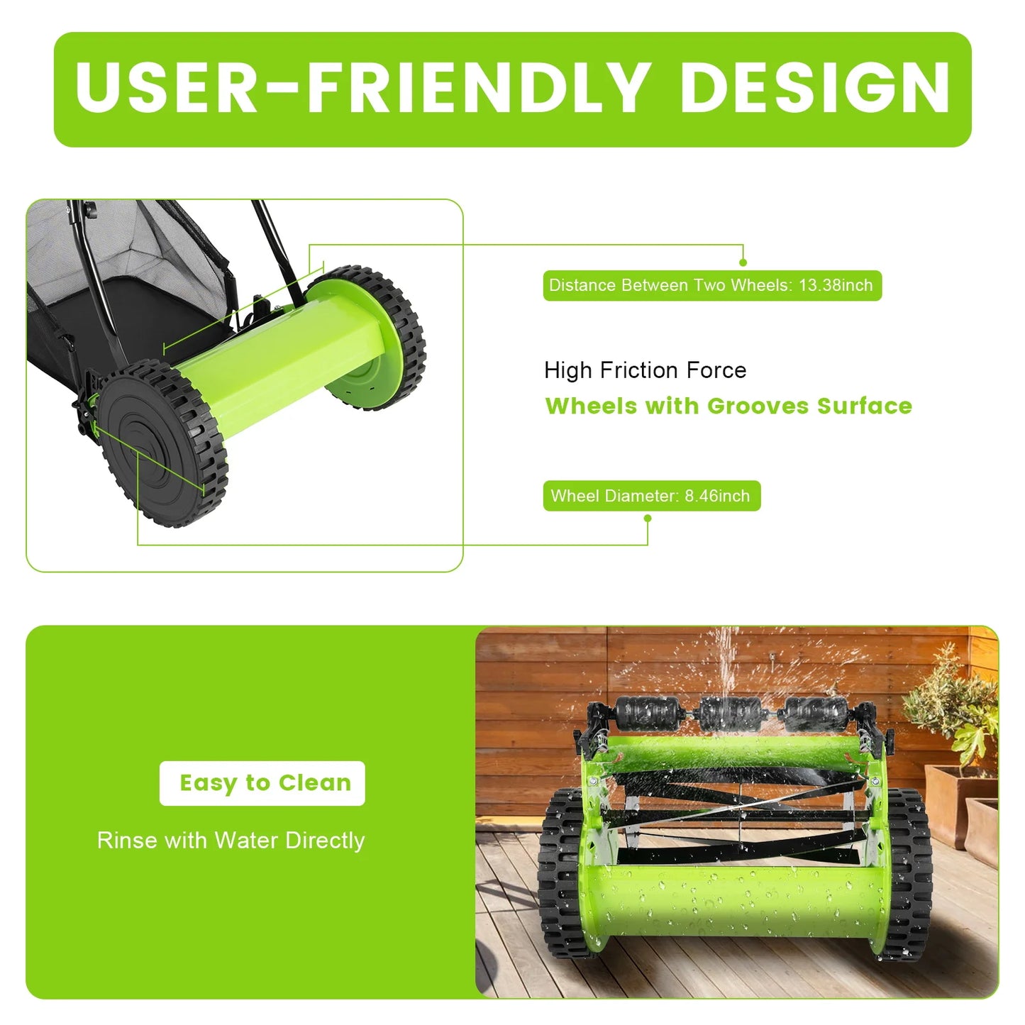 Lawn Mower 12 Inch 5-Blade Manual Push Reel