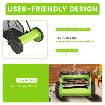 Lawn Mower 12 Inch 5-Blade Manual Push Reel