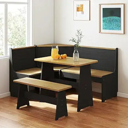 Nook Corner Dining Table with Bench Chair Set