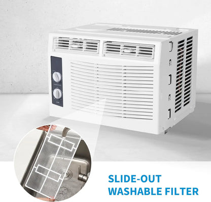 5000 BTU Window AC Unit with Remote - Cools Rooms 150 Sq.Ft, Low-Noise & Energy Saver Air Conditioner for Bedroom, Office, Dorm