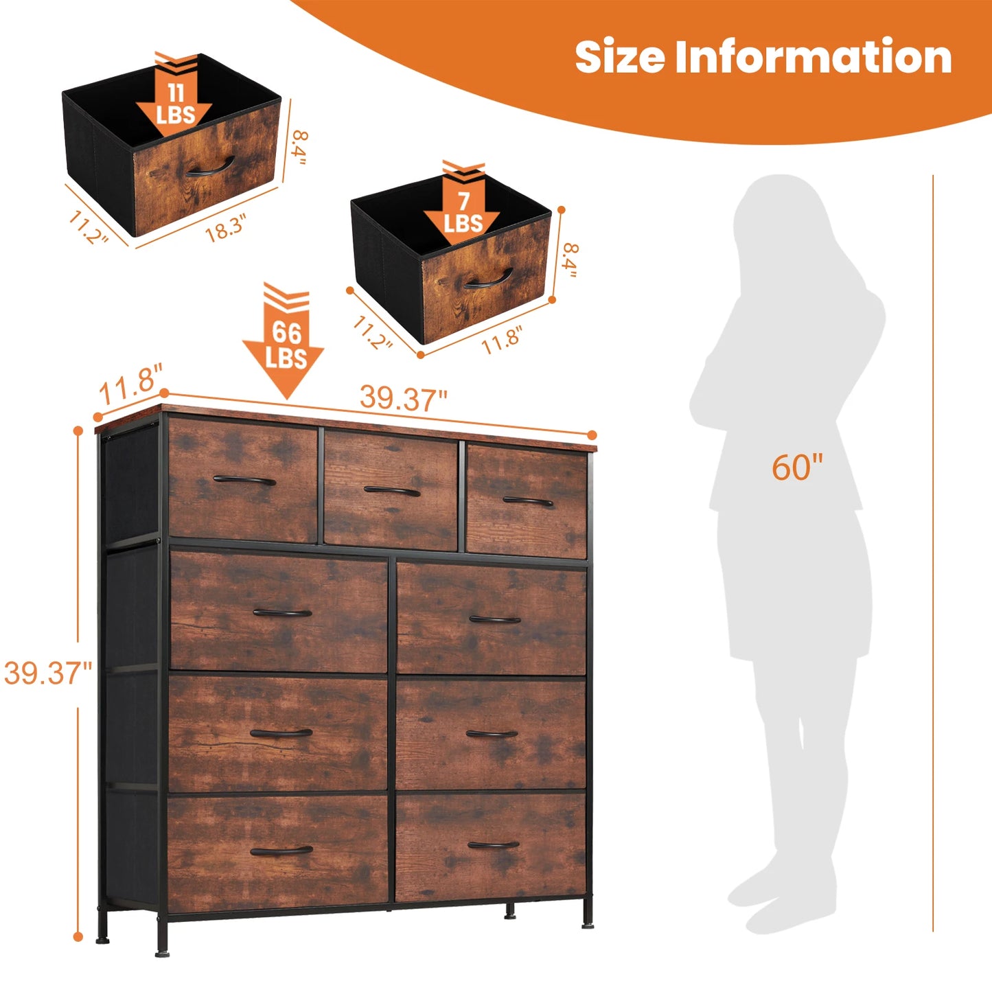 Dresser With 9 Fabric Storage Drawer Wardrobe
