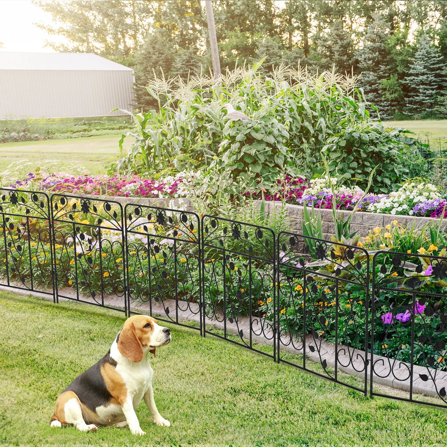 Decorative Metal Garden Fence 5 Panels 60x80cm No Dig Animal Barrier Fencing Rustproof Wire Border Temporary Dog  Fence Patio