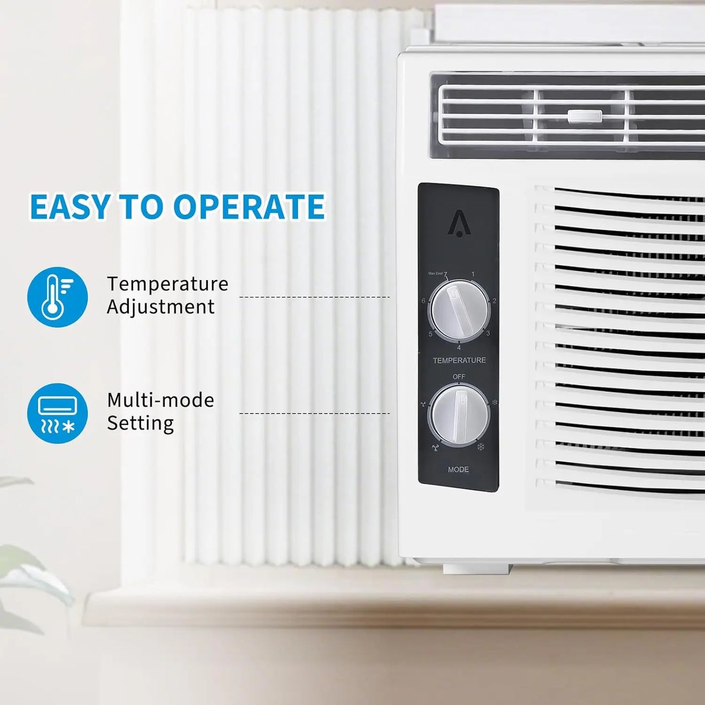 5000 BTU Window AC Unit with Remote - Cools Rooms 150 Sq.Ft, Low-Noise & Energy Saver Air Conditioner for Bedroom, Office, Dorm