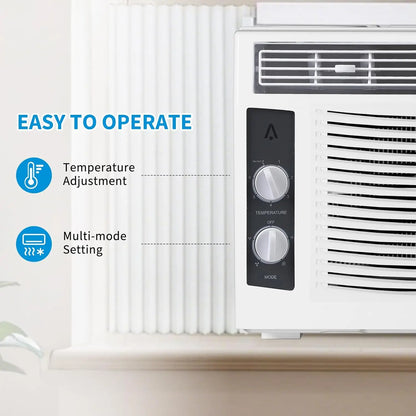 5000 BTU Window AC Unit with Remote - Cools Rooms 150 Sq.Ft, Low-Noise & Energy Saver Air Conditioner for Bedroom, Office, Dorm