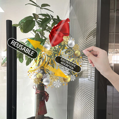 Merry Christmas Bow & Snowflake Window Sticker