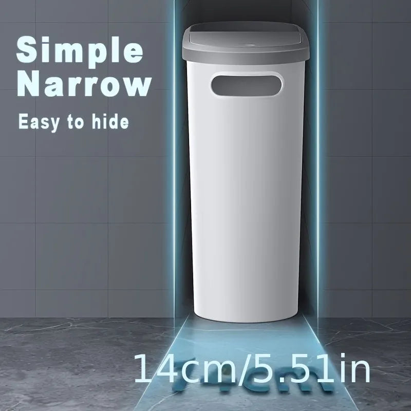 2/1 Pack Bathroom Trash Can, Small and Durable Plastic Trash Can with Built-in Handle, Easy to Clean, Rust-proof, Space-Saving D